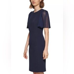 NWOT Women's Short Flare Sleeve Round Neck Solid Sheath Dress